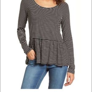 NWT Bp black and white peplum shirt